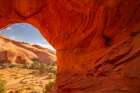 USA-Arizona-Monument Valley Navajo Tribal Park Honeymoon Arch shelter in rock overhang Art Print
